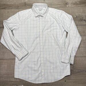 Mizzen+Main Dress Shirt Mens Large Blue Green Check Non Iron Stretch Long Sleeve